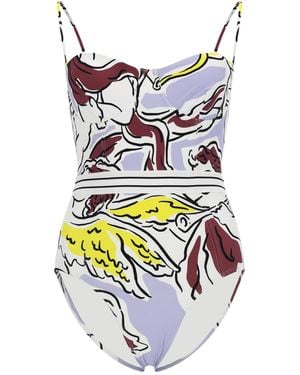 Tory Burch One Piece Swimsuit With Print - White