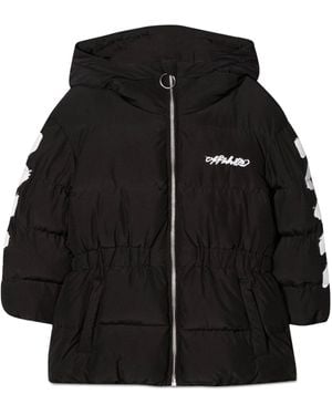 Off-White c/o Virgil Abloh Mini Puffer Jacket With Diagonal Zipper - Black