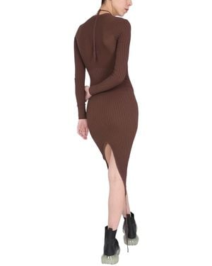 ANDREADAMO Ribbed Knit Midi Dress With Cut Out Detail - Brown