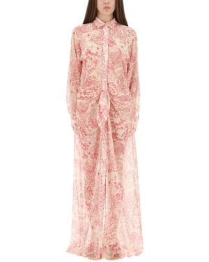 Versace "Underwater Baroque" Chemise Cover-Up - Pink