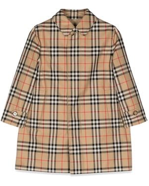 Burberry Kids Checked Single-Breasted Coat - Natural