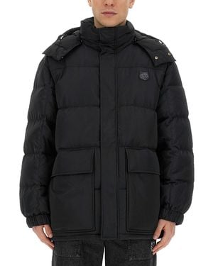 Maison Kitsuné Oversized Puffy Jacket With High Collar - Black