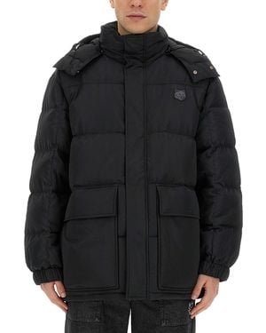 Maison Kitsuné Oversized Puffy Jacket With High Collar - Black