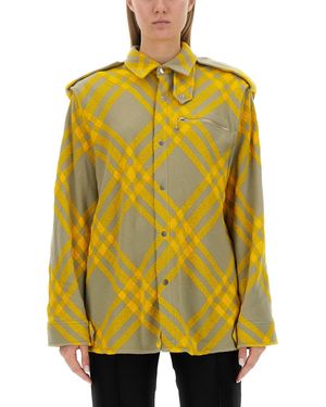 Burberry Check Wool Blend Shirt - Yellow
