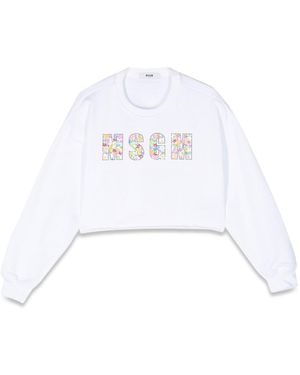 MSGM Cropped Sweatshirt - White