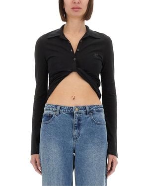 Courreges Twist" Cropped Polo Shirt - Blue