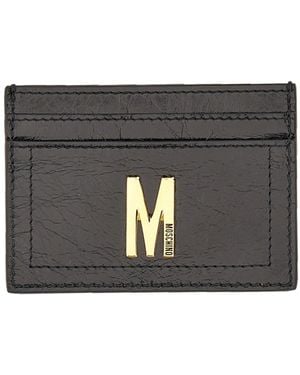 Moschino Card Holder With Plaque - Black