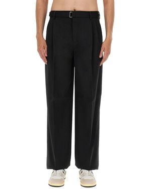 Lanvin Tailored Wool Wide Leg Trousers - Black