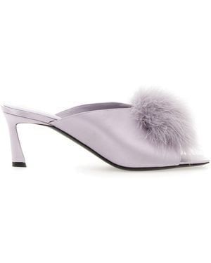 Saint Laurent Mini Satin Crepe Flat Sandals With 6Cm Heel - White