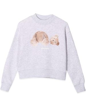 Palm Angels Felpa Con Stampa Bear - White