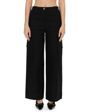 Ganni Pantalone Herringbone - Nero