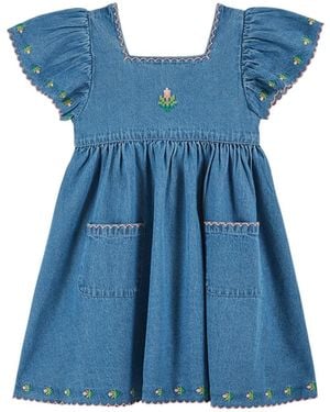 Emile Et Ida Vestito Con Fiore - Blue