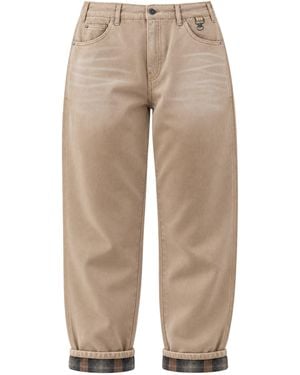 Golden Goose Jeans Con Dettaglio Check - Natural