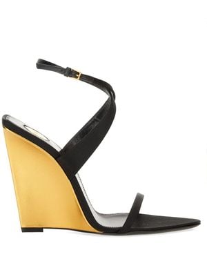 Saint Laurent Salomé Sandal With Wedge - Metallic