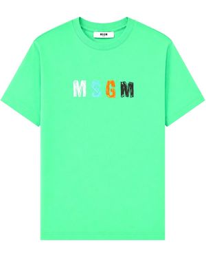 MSGM T-Shirt Con Stampa Logo - Green