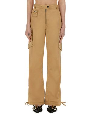 Ganni Cotton Twill Cargo Trousers - Natural