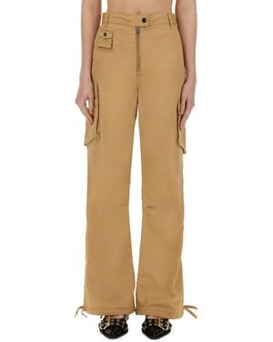 Ganni Cotton Twill Cargo Trousers - Natural