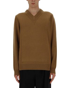 Jil Sander V-Neck Jumper - Brown