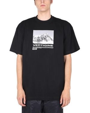 MSGM T-SHIRT GIROCOLLO IN COTONE CON STAMPA VERTIGINE - Nero