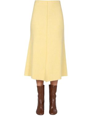 Jil Sander GONNA MIDI IN FELTRO DI LANA - Giallo