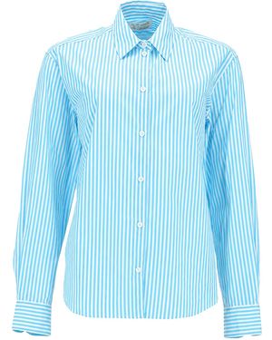 MC2 Saint Barth Light Striped Cotton Embroidered Shirt - Blue