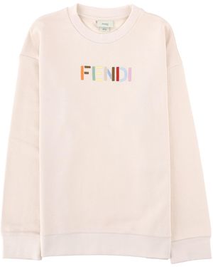Fendi Felpa Girocollo Con Logo - Pink