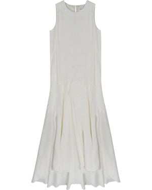 P.A.R.O.S.H. P. A.R. O. H. Viscose-Linen Midi Dress With Elegant Draping - White