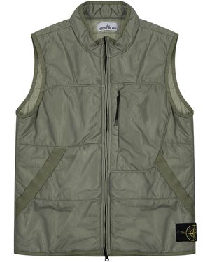 Stone Island Nylon Mesh Tc Gilet High Collar - Green