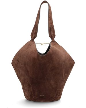 KHAITE Suede Shoulder Tote Bag - Brown
