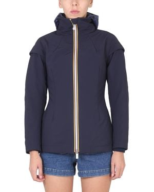K-Way Technical Fabric Windbreaker Jacket With Zipper - Blue