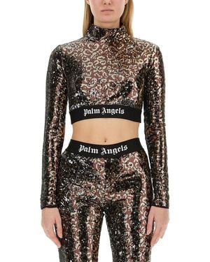 Palm Angels Sequined Top - Black
