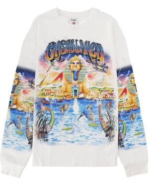 CASABLANCA T-Shirt Con Stampa "Egypt" - Blue
