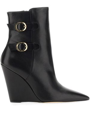 Stuart Weitzman STIVALETTO SALOON 100 WEDGE IN PELLE - Nero