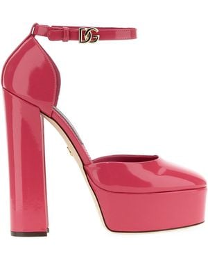 Dolce & Gabbana DÉCOLLETÉ PLATFORM IN PELLE DI VITELLO LUCIDA - Rosa