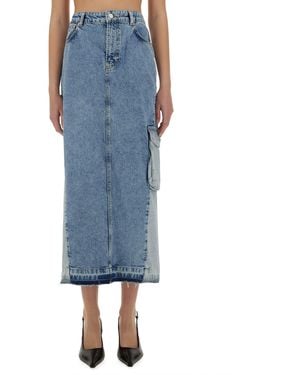 Moschino Solid Midi Skirt - Blue