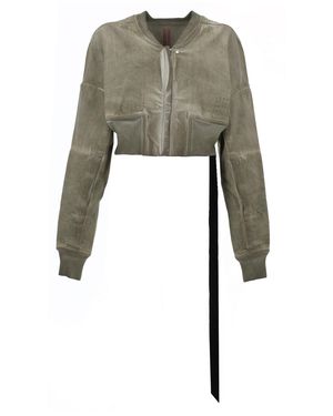 Rick Owens Flight Denim Cropped Jacket - Grey