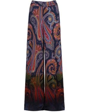 Etro Paisley Print Envers Satin Pants Viscose - Multicolor