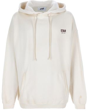 Golden Goose Felpa "Star" Con Cappuccio E Logo - White