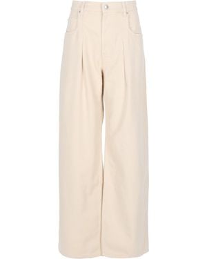 Isabel Marant Wide-Leg Pleated Trousers - Natural
