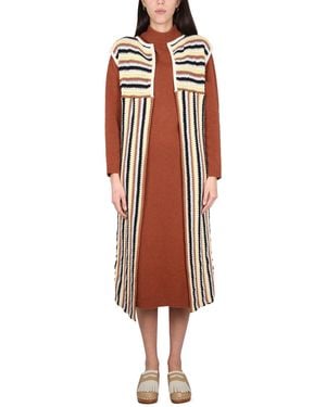 Alysi Long Vest With Striped Pattern - Red