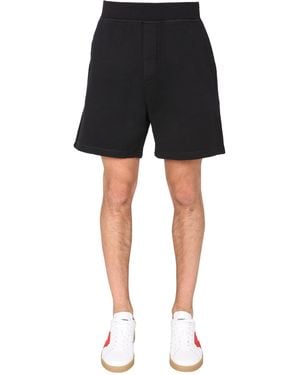 DSquared² Cotton Sweat Shorts With Icon Print - Black