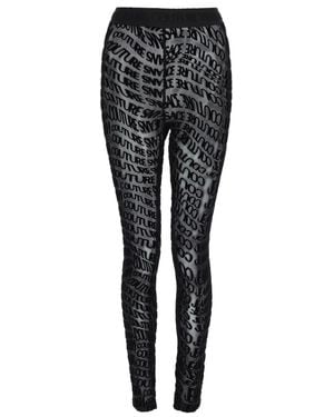 Versace Jeans Couture Pantalone Leggings Con Stampa Logo - Black