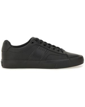 BOSS Leather Trainer - Black