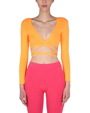 MSGM TOP CROPPED IN COTONE - Rosa