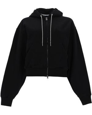 Alexander Wang Felpa Con Zip E Cappuccio - Black