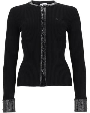 Courreges Cardigan A Coste Con Dettagli - Black