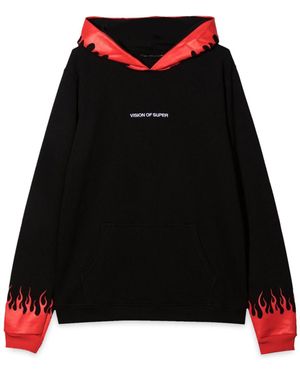 Vision Of Super Hoodie With Flames - Black