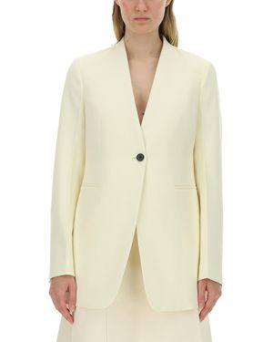 Jil Sander Single Button Tailored Jacket With Notched Lapel - Natural