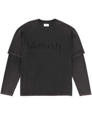 AMISH Long Sleeve Double T-Shirt - Black