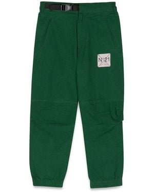N°21 Trousers With Logo Patch - Green